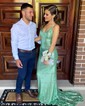 White Mermaid V-neck Sparkly Sequin Prom Dresses