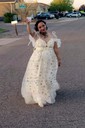 Ball Gown V-neck Tulle Prom Dresses With Star