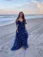 Ball Gown V-neck Tulle Prom Dresses With Star