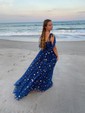 Ball Gown V-neck Tulle Prom Dresses With Star