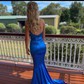 Red Mermaid Strapless Backless Satin Prom Dresses