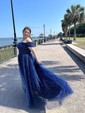 Ball Gown Off-the-shoulder Tulle Prom Dresses With Ruched