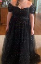Ball Gown Off-the-shoulder Tulle Prom Dresses With Ruched