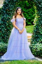 Ball Gown Off-the-shoulder Tulle Prom Dresses With Ruched