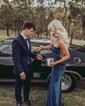 Sheath/Column Square Neck Glitter Prom Dresses