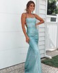 Sheath/Column Square Neck Glitter Prom Dresses