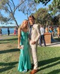 Sheath/Column Cowl Neck Glitter Prom Dresses