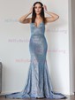 Mermaid V-neck Glitter Floor-length Prom Dresses