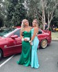 Black Sheath/Column Cowl Neck Glitter Prom Dresses