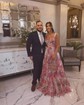 Ball Gown Cowl Neck Chiffon Floral Prom Dresses With Ruched