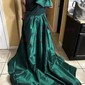 Ball Gown One Shoulder Satin Cut Out Prom Dresses With Bow