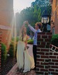 A-line V-neck Chiffon Prom Dresses With Appliques