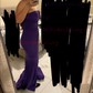 Mermaid Strapless Satin Prom Dresses With Ruched