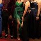 Sheath/Column V-neck Satin Prom Dresses With Ruched