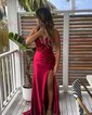 Mermaid V-neck Satin Corset Prom Dresses With Appliques