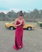 Mermaid V-neck Satin Corset Prom Dresses With Appliques