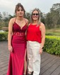 Mermaid V-neck Satin Corset Prom Dresses With Appliques