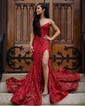 Mermaid V-neck Sparkly Sequin Prom Dresses