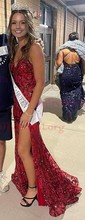 Mermaid V-neck Sparkly Sequin Prom Dresses