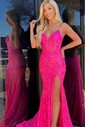 Mermaid V-neck Sparkly Sequin Prom Dresses
