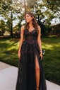 Sheath/Column Strapless Tulle Beaded Prom Dresses With Appliques