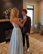 Sheath/Column Strapless Tulle Beaded Prom Dresses With Appliques