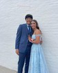 Sheath/Column Strapless Tulle Beaded Prom Dresses With Appliques