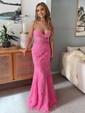 Sheath/Column Strapless Tulle Beaded Prom Dresses With Appliques