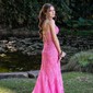 Sheath/Column Strapless Tulle Beaded Prom Dresses With Appliques
