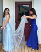 Mermaid Scoop Neck Tulle Beaded Prom Dresses With Appliques
