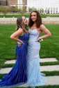 Mermaid Scoop Neck Tulle Beaded Prom Dresses With Appliques