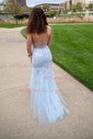 Mermaid Scoop Neck Tulle Beaded Prom Dresses With Appliques