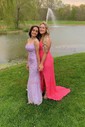 Mermaid Scoop Neck Tulle Beaded Prom Dresses With Appliques