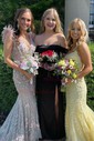 Mermaid Scoop Neck Tulle Beaded Prom Dresses With Appliques