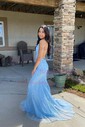 Mermaid Scoop Neck Tulle Beaded Prom Dresses With Appliques