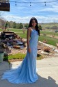 Mermaid Scoop Neck Tulle Beaded Prom Dresses With Appliques