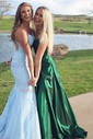 Mermaid Scoop Neck Tulle Beaded Prom Dresses With Appliques