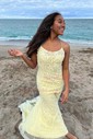 Mermaid Scoop Neck Tulle Beaded Prom Dresses With Appliques