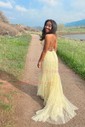 Mermaid Scoop Neck Tulle Beaded Prom Dresses With Appliques