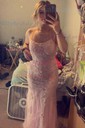 Mermaid Scoop Neck Tulle Beaded Prom Dresses With Appliques