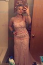 Mermaid Scoop Neck Tulle Beaded Prom Dresses With Appliques