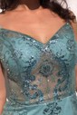 Sheath/Column V-neck Tulle Prom Dresses With Appliques