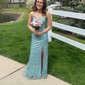 Sheath/Column V-neck Tulle Prom Dresses With Appliques