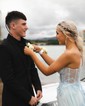 A-line One Shoulder Tulle 3D Floral Prom Dresses With Ruched