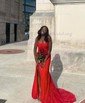 Sheath/Column Strapless Lace Corset Prom Dresses With Ruched