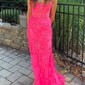 Sheath/Column Strapless Lace Corset Prom Dresses With Ruched