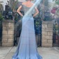 Sheath/Column Off-the-shoulder Satin Prom Dresses With Appliques