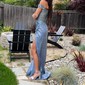 Sheath/Column Off-the-shoulder Satin Prom Dresses With Appliques