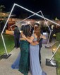 Sheath/Column Off-the-shoulder Satin Prom Dresses With Appliques