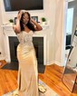 Mermaid Sweetheart Satin Corset Prom Dresses With Appliques